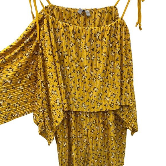 ASOS Women's 12 Golden Yellow Floral Ruffled Top Romper Adjustable Straps - Picture 2 of 6
